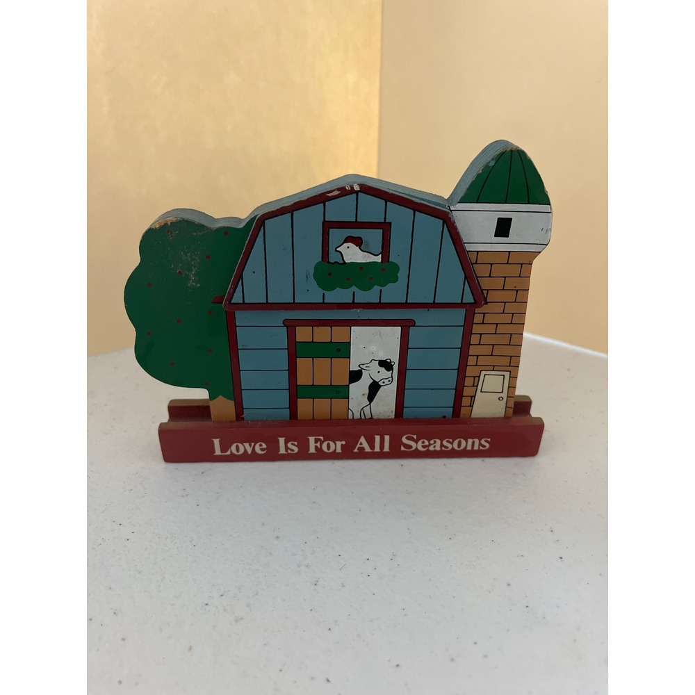 Vintage Wooden Barn Shelf Sitter Love Is For All Seasons Country Farm Decor